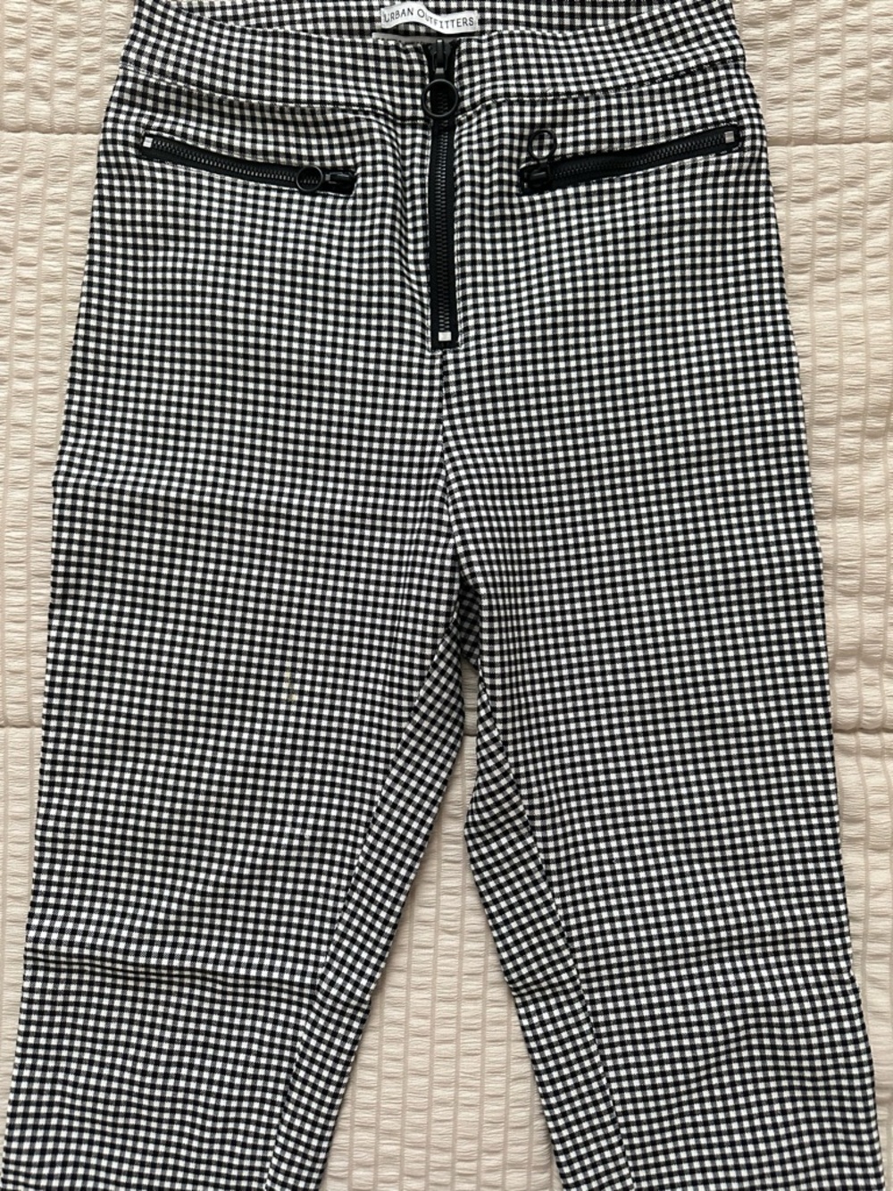Urban Outfitters Black & White Gingham Ankle Pants with Zip Accents